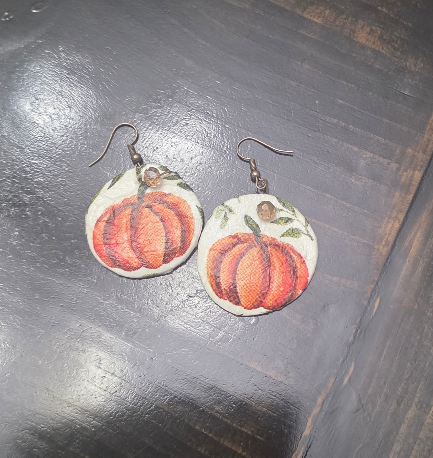 Handmade Pumpkin Disc Earrings